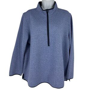 J.Jill Fit Women's Quilted Half-Zip Long Sleeve Pullover Blue Heather XL